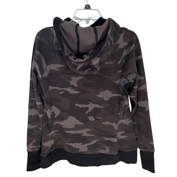 Athleta Triumph Hoodie Jacket Full Zip Black Gray Camouflage Large - Picture 4 of 9